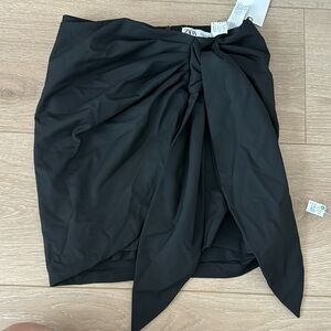 Zara black side tie mini skirt